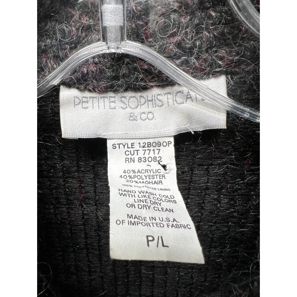 PETITE SOPHISTICATE Women’s Large Brown Speckled CARDIGAN MOHAIR BLEND SWEATER - Picture 2 of 5